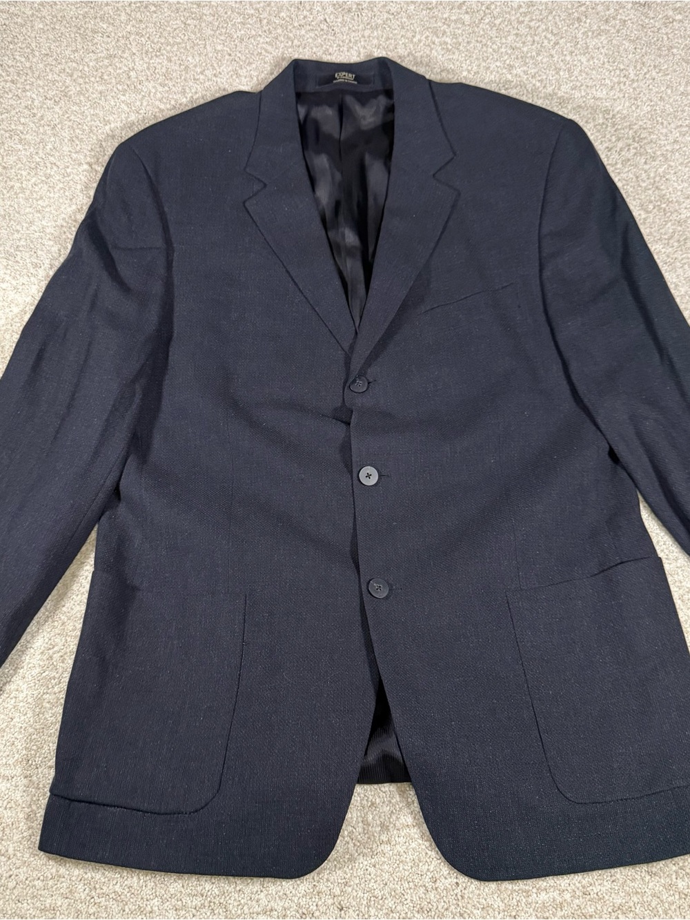 Vintage Expert By Evergreen Men's 3-Button Blazer Sport Coat Charcoal Gray 44R